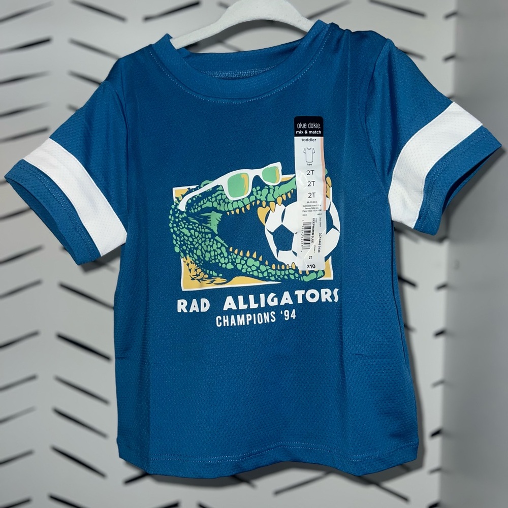 Okie Dokie Blue Kids Tee with Alligator Graphic